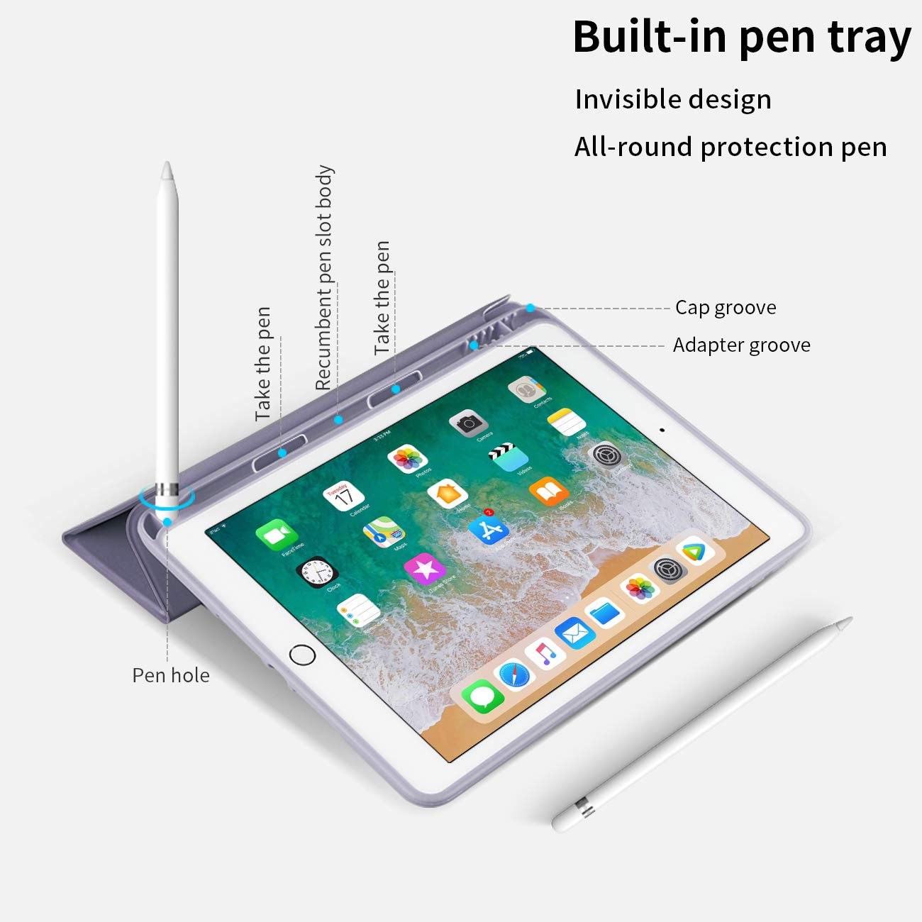 Lightweight Durable Tablet Case With Pencil Slot Cover For iPad 9.7 Inch Case 2018